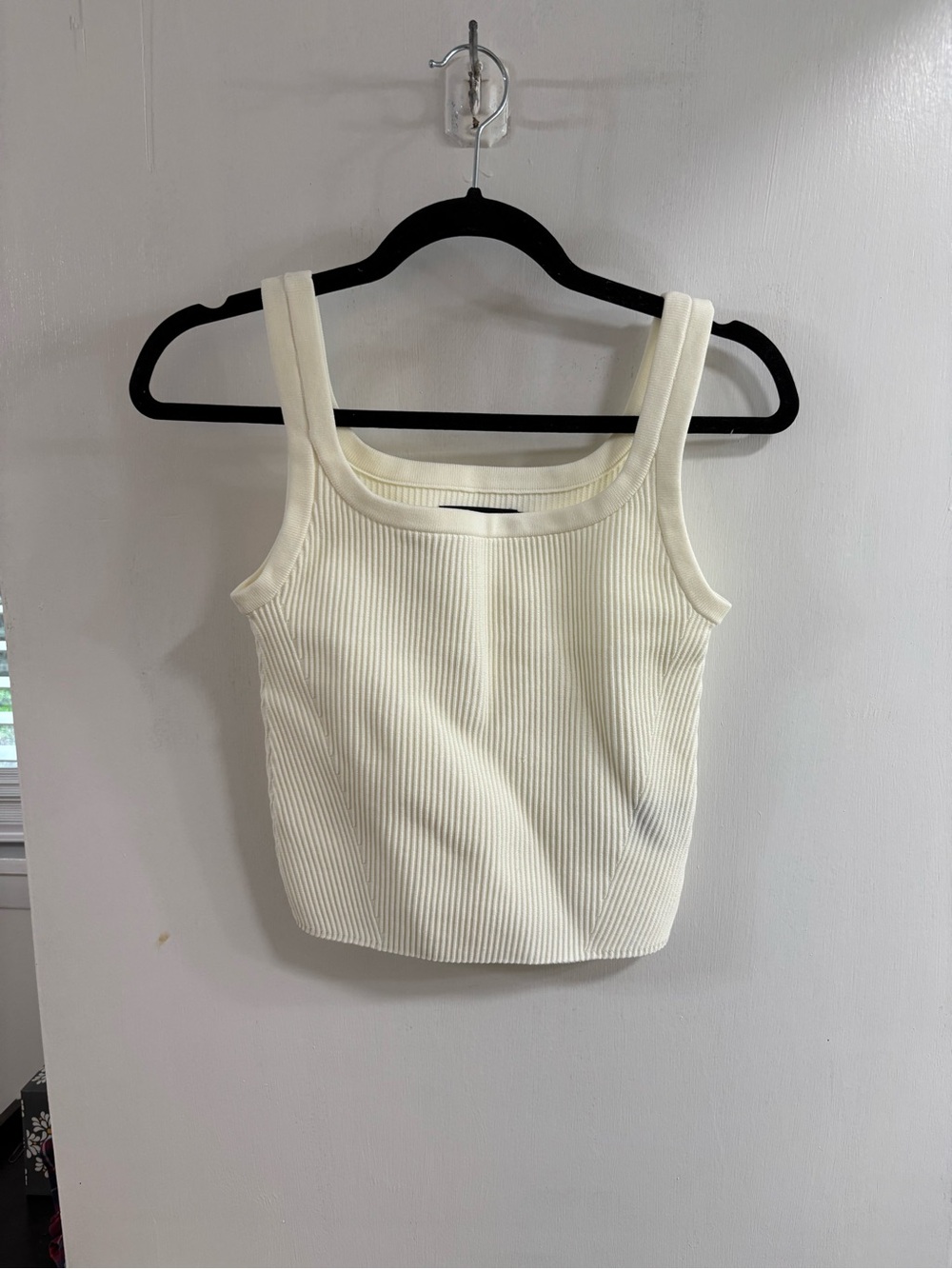Women's Ribbed Square-Neck Tank Top - Cream